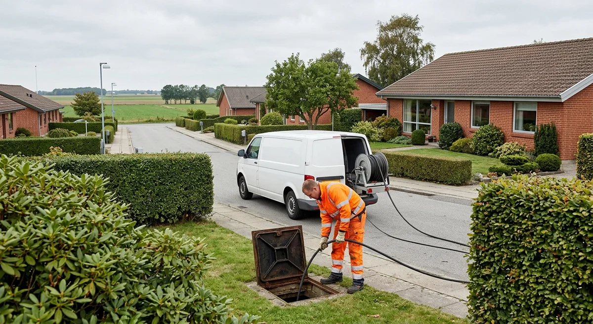 Håndværker udfører kloakrenovering i Præstø