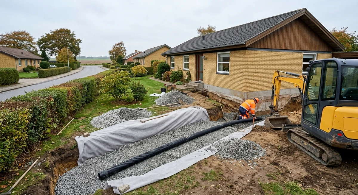 Håndværker udfører kloakrenovering i Skibby