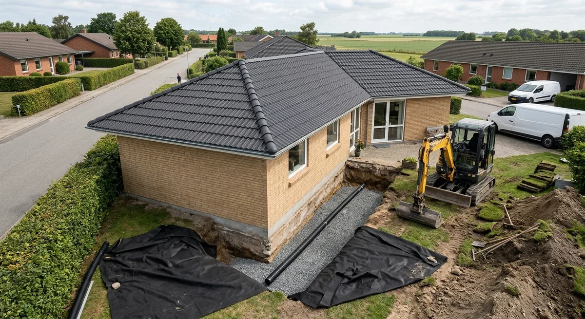 Håndværker udfører kloakrenovering i Skærbæk